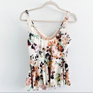 Mermaid floral peplum swim top Anthropologie